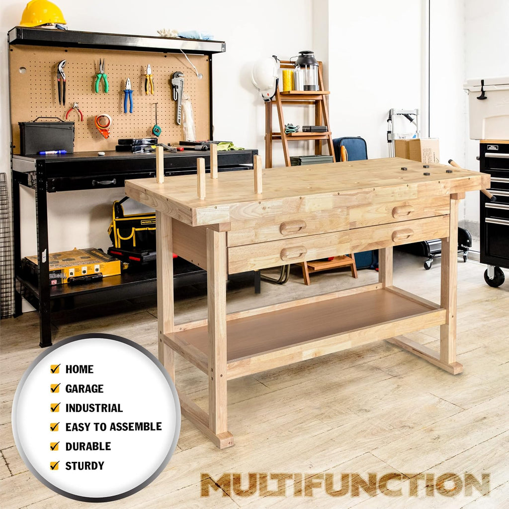 Olympia 64.5" 4-Drawer Wood Workbench